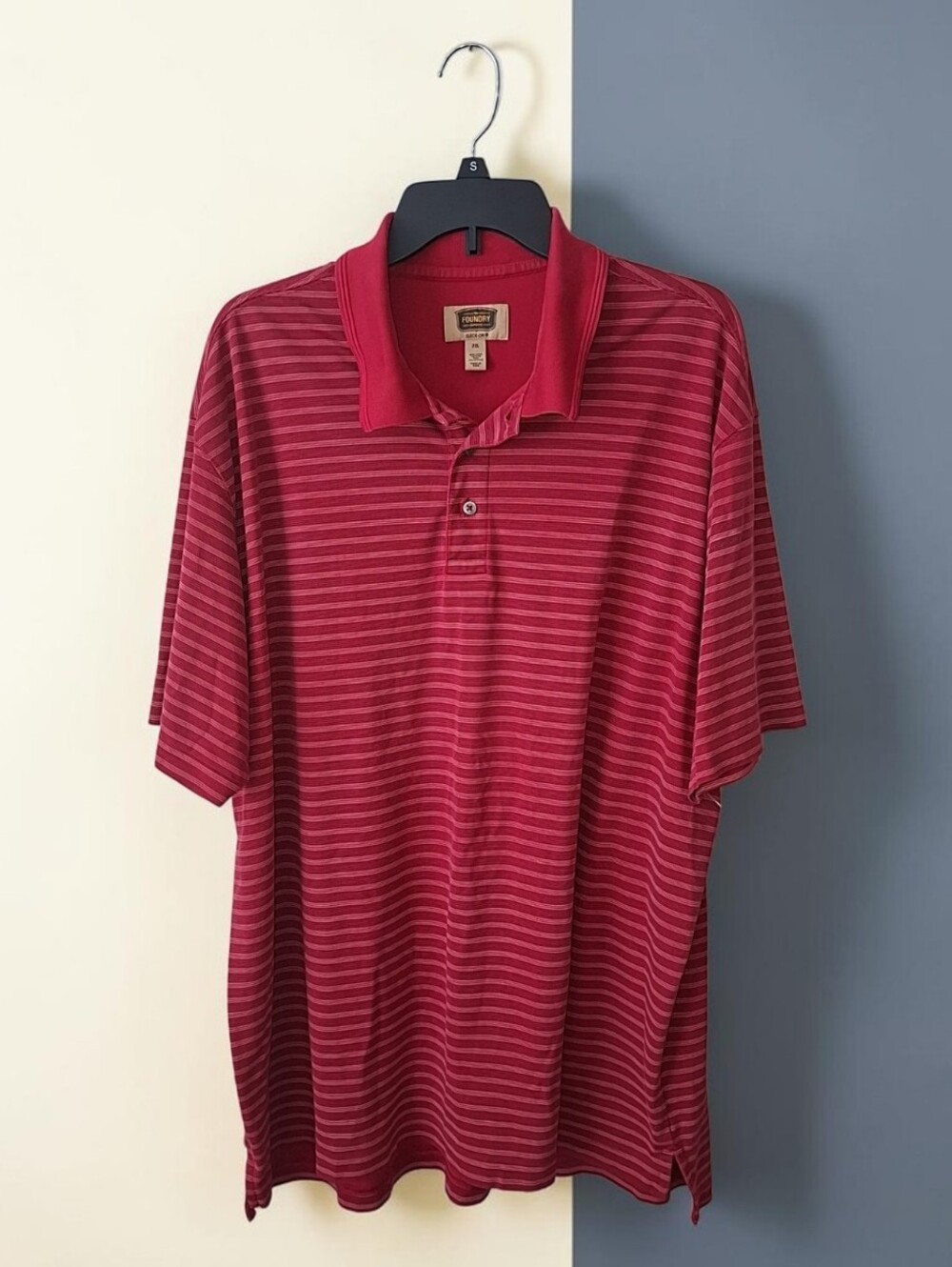 Foundry Quick-Dri Men's 2XL Red Striped Short Sleeve Collared Button Polo